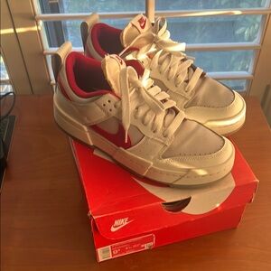 Nike Red and White Low-Top Sneakers